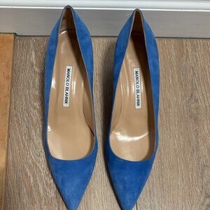 Manolo Blahnik Royal Blue Suede Heels